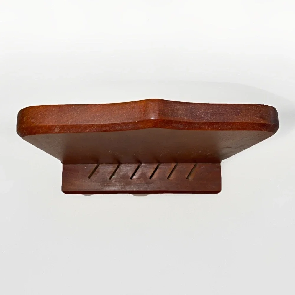 Vintage Wooden Handmade Knife 6 Slot Holder Counter Or Wall Cottagecore‎